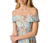 Adrianna Papell Women's Off-The-Shoulder Ankle Midi Dress