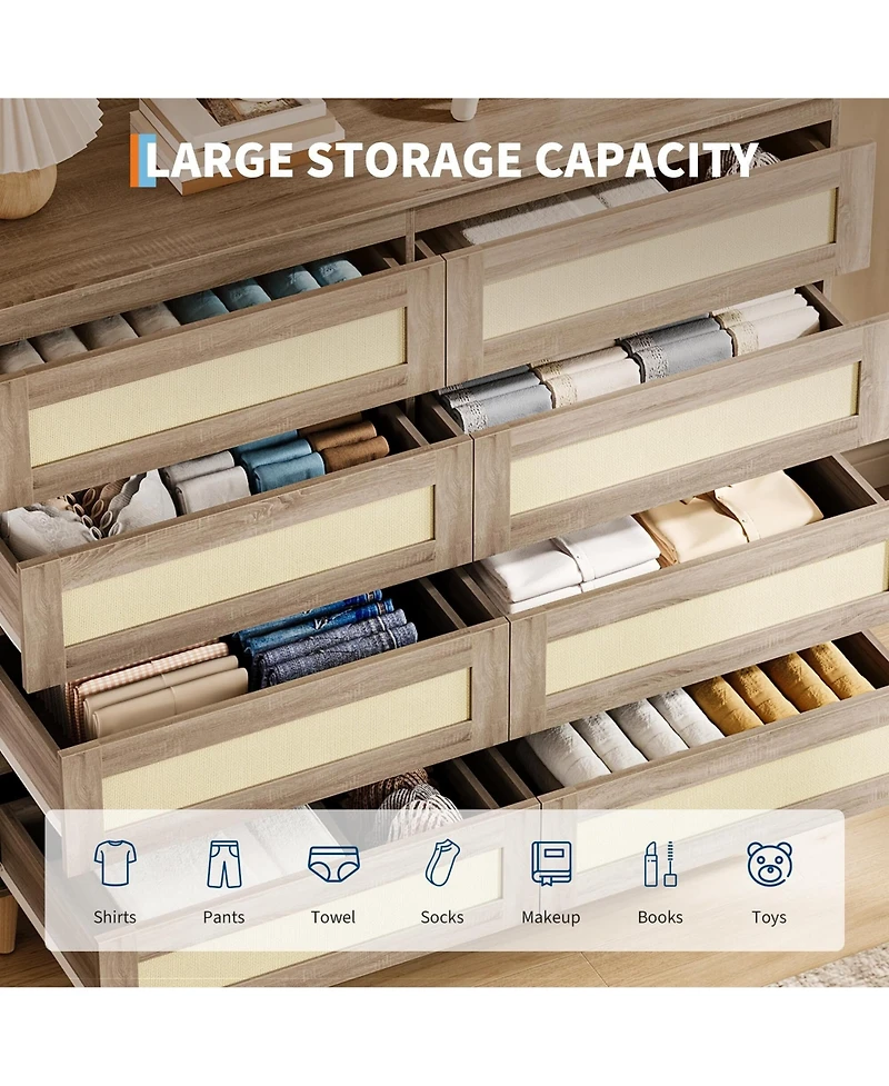 Gaomon Wood Dressers for Bedroom with 8 Drawers