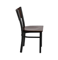 Emma+Oliver Decorative Slat Back Metal Restaurant Dining Chair