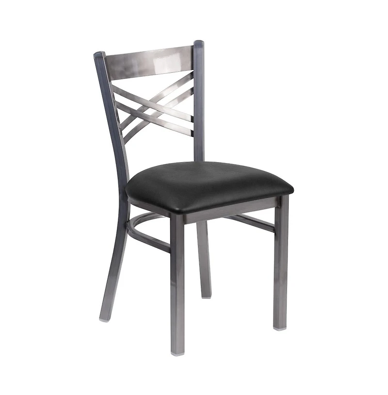Emma+Oliver 2 Pack Clear Coated "X" Back Metal Restaurant Chair