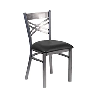 Emma+Oliver 2 Pack Clear Coated "X" Back Metal Restaurant Chair