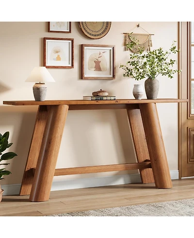 Tribesigns Solid Wood Console Table, 70.9-Inch Narrow Long Sofa Table Behind Couch, Farmhouse Wooden Entryway Furniture, Rustic Brown