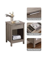 "Cesicia 3-Tier Nightstand with Drawer & Shelf for Bedroom or Living Room"