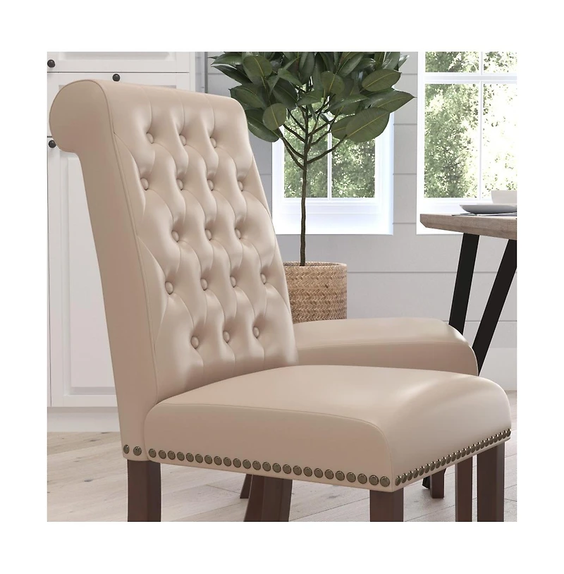 Merrick Lane Falmouth Upholstered Parsons Chair with Nailhead Trim