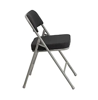 Emma+Oliver 2 Pack Premium Curved Triple Braced & Hinged Fabric Upholstered Metal Folding Chair