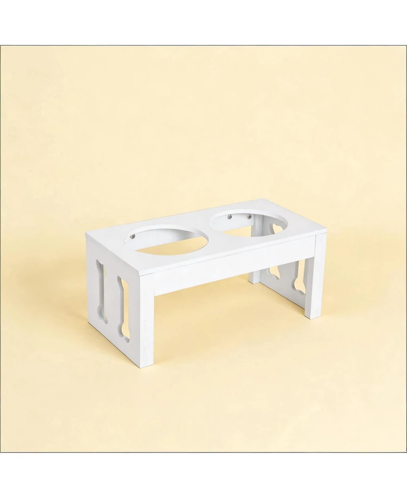 Aostirmotor Dog Bowls Elevated Feeding Station in White