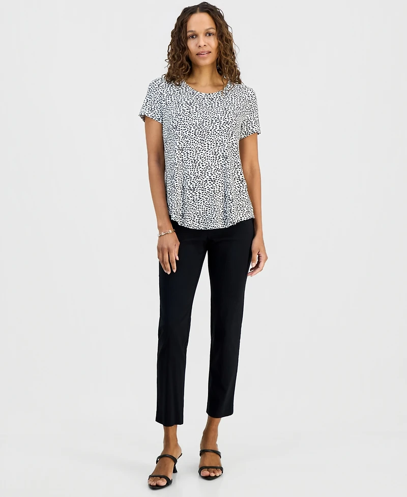 Jm Collection Petite Simple Marks Printed Short-Sleeve Top, Macy's Exclusive