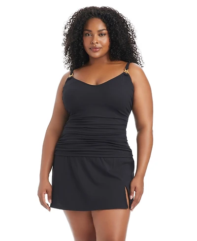 Bleu by Rod Beattie Plus Pique Ole High-Waist Skirted Swim Bottoms
