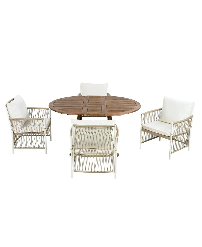 Streamdale Furniture 5-Piece Extendable Wooden Patio Dining Set