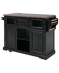 Streamdale Furniture Kitchen Island with Drop Leaf & Power Outlet