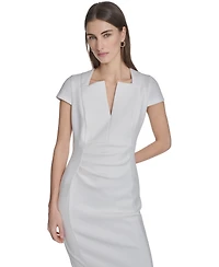 Calvin Klein Women's Side Ruched V-Neck Midi Dress