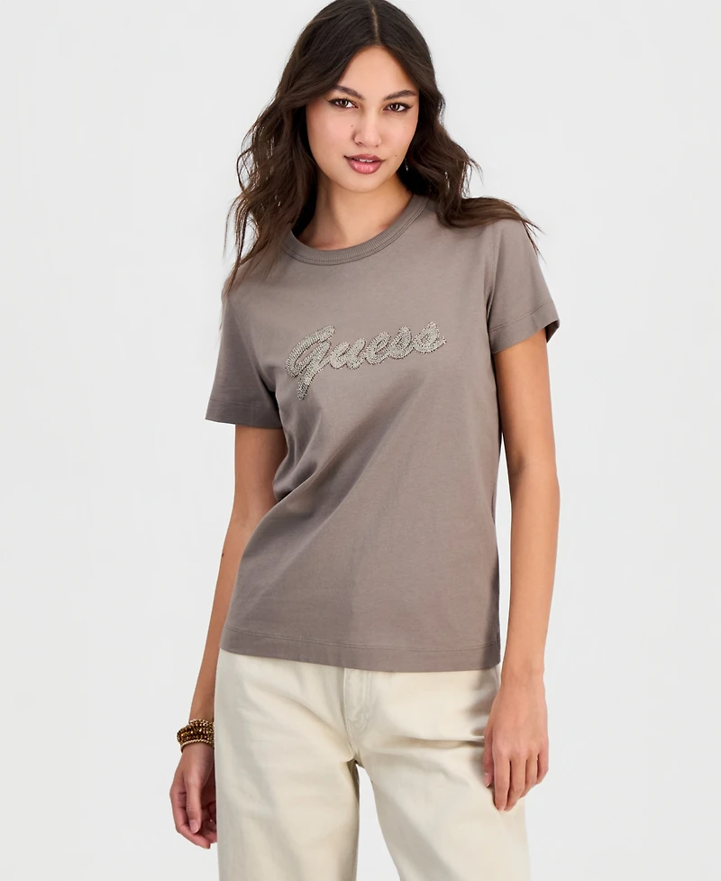 Guess Women's 3D Script Logo Short-Sleeve T-Shirt