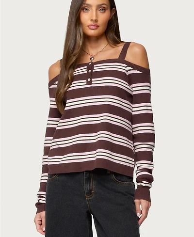 Edikted Women's Shyla Off Shoulder Striped Knit Top