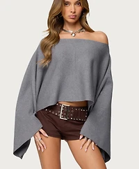 Edikted Women's Sharla Off Shoulder Poncho Sweater