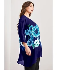 Avenue Women's Plus Printed Asymmetric Blouse