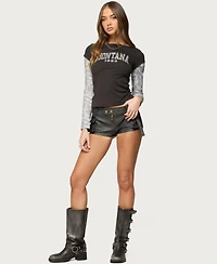 Edikted Women's Layered Camo Long Sleeve T Shirt