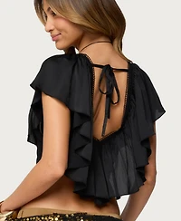 Edikted Womens Deena Ruffled V Neck Top