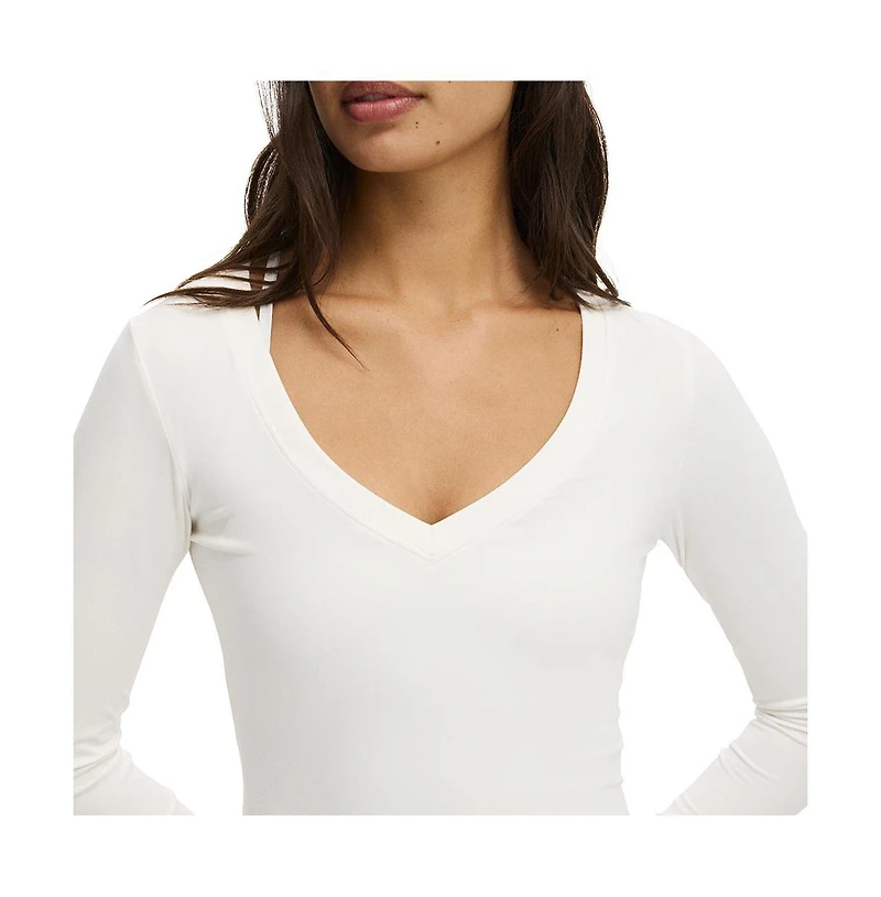 Cotton On Women's Active Ultra Soft Plunge Front Long Sleeve