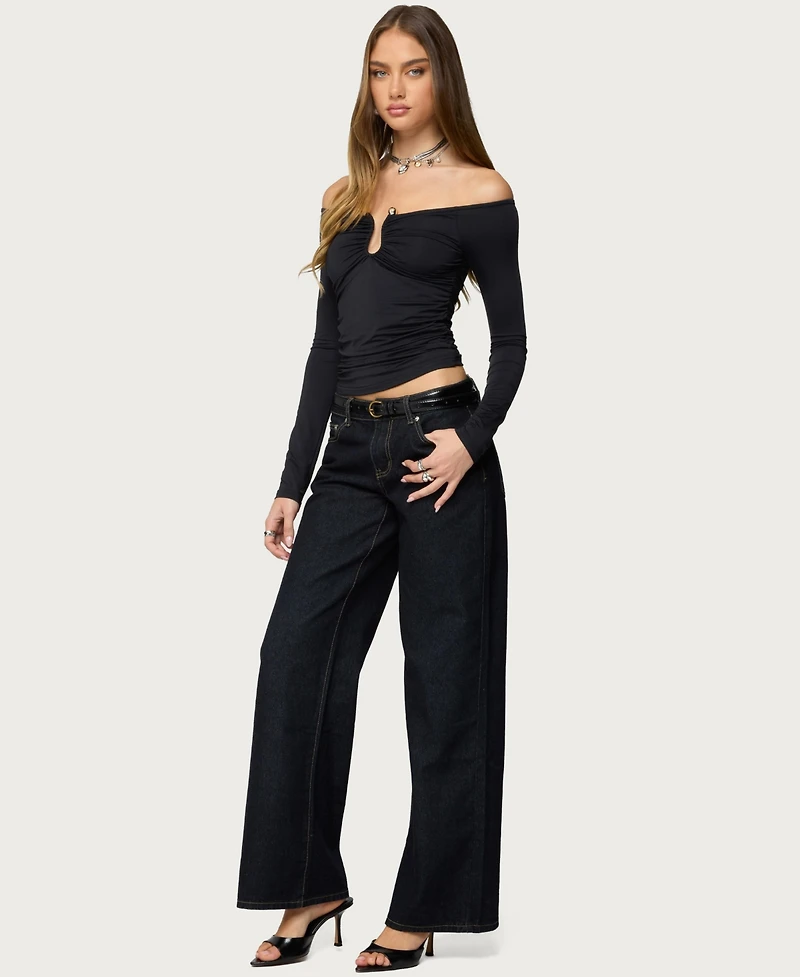 Edikted Women's Halle Curved U Off Shoulder Top