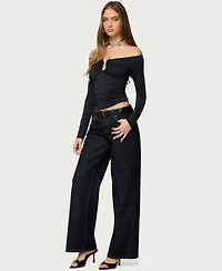 Edikted Women's Halle Curved U Off Shoulder Top