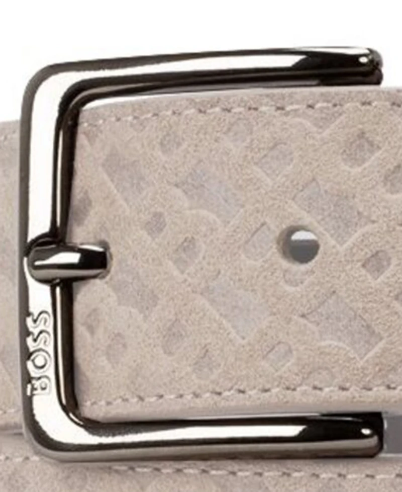 Boss Men's Engraved Logo Soft Suede Belt
