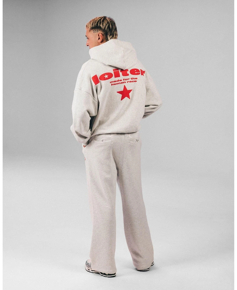 Loiter Men's Celestial Full Zip Hoodie Light Grey Marl