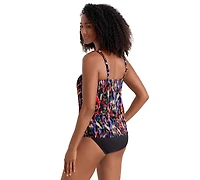ShapeSolver Sport by Mimi Flamingo Women's Handkerchief Hem Pull-On Tankini Top