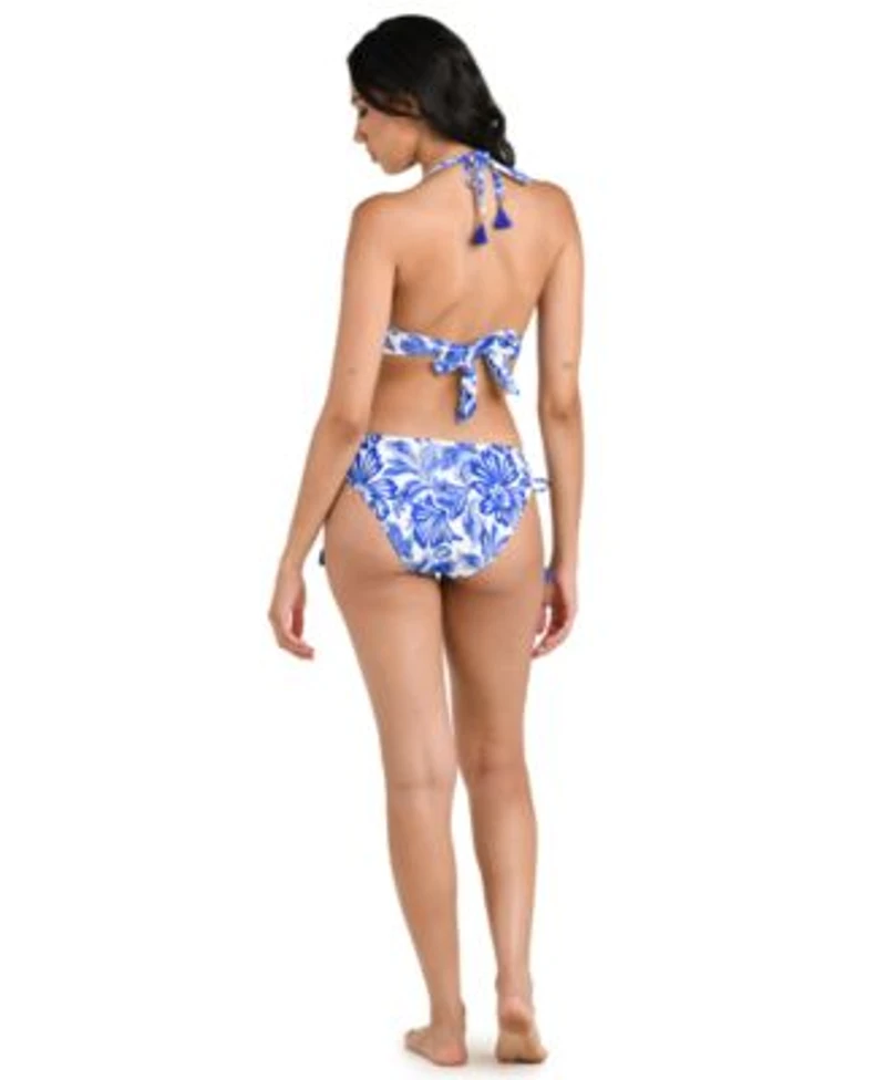 La Blanca Womens Botanical Brocade Halter Bikini Top Adjustable Loop Hipster Swim Bottoms