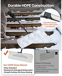 Mecale Snow Pusher Shovel, 30", Hdpe Blade w/ Metal Edge, Segmented Handle, Ergonomic Grip, Driveway/Garden