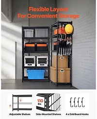 Mecale 5-Tier Storage Shelves, 2000-Lb Capacity, 16"D x 36"W x 72"H, Adjustable Heavy-Duty Utility Rack, Black