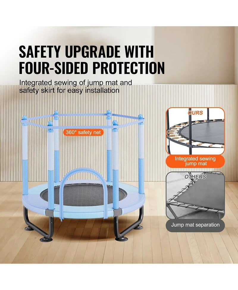 Mecale Kids Trampoline, 60" (5 ft), Enclosure Net & Basketball Hoop, Indoor/Outdoor, Ages 3