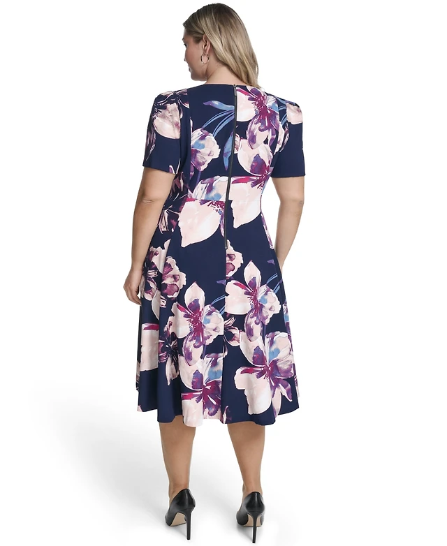 Calvin Klein Plus Floral Print Fit & Flare Dress | Connecticut Post Mall