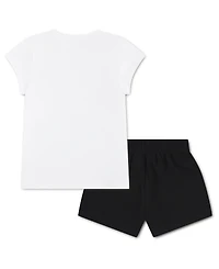 Nike Girls' 4-6X Lace It Up Crewneck T-Shirt and Mesh Shorts, 2-Piece Set