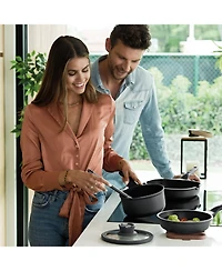 BergHOFF Leo Stone+ Nonstick Ceramic 7" Sauce Pan with Lid Recycled, 2.1qt