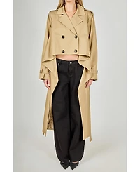 endless rose Women's High Low Hem Trench Coat