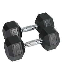 HolaHatha Iron Hexagonal Cast Home Exercise Dumbbell Free Weight, 30 Pounds