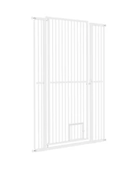 Aostirmotor Tall & Extra Wide Heavy Duty Pet Gate for Large Dogs in White