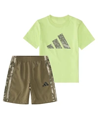 adidas Boys 2T-7 Short-Sleeve T-Shirt and Shorts, 2-Piece Set