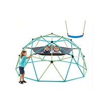 Slickblue Climbing Dome, 10FT Geometric Dome Climber with Swing & Hammock