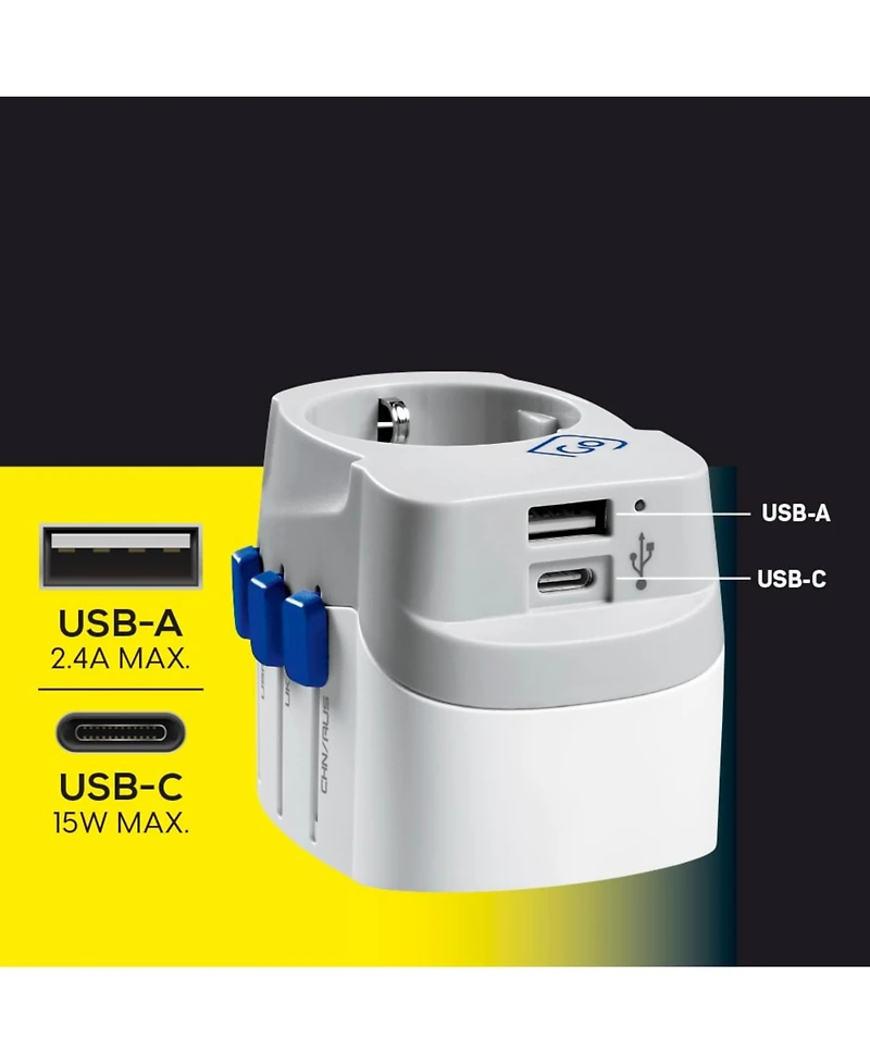 Go Travel Worldwide Usb-a and Usb-c Travel Adaptor