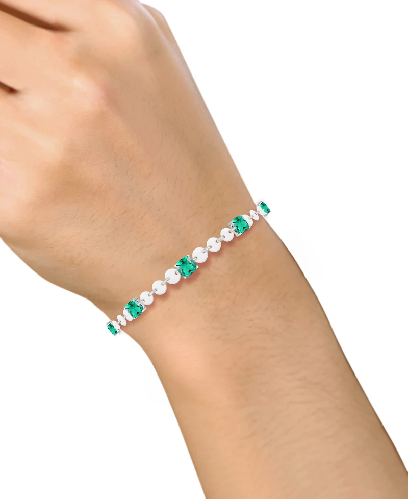 Macy's Lab Grown Emerald (4-1/5 ct. t.w.) Bracelet Sterling Silver (Also Available Ruby)
