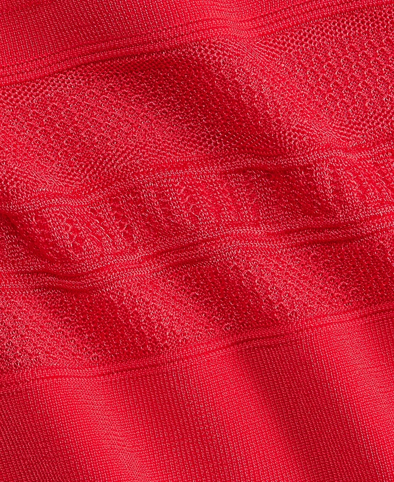 I.n.c. International Concepts Women's Short Sleeve Pointelle Stripe Sweater