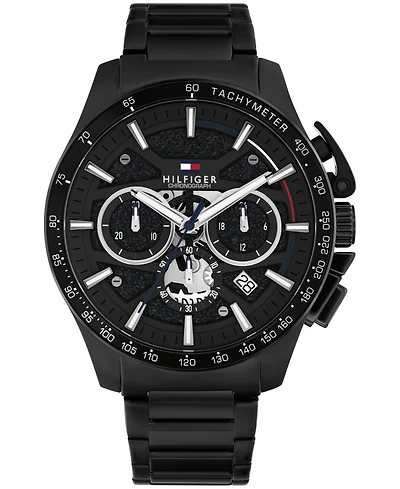 Tommy Hilfiger Men's Chronograph Ionic Plated Black Stainless Steel Bracelet Watch, 44mm