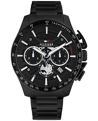 Tommy Hilfiger Men's Chronograph Ionic Plated Black Stainless Steel Bracelet Watch, 44mm