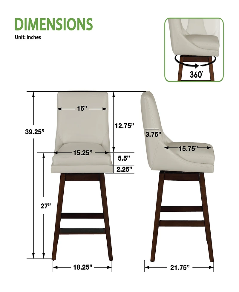 Osp Home Furnishings 27" Wood Allingham Swivel Counter Stool
