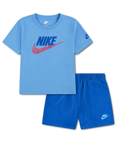 Nike Boys' Toddler 2T-4T The Zone Printed Crewneck T-Shirt and Relaxed Shorts, 2-Piece Set