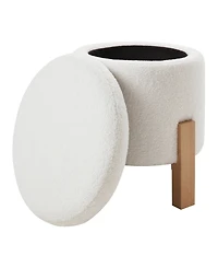 Osp Home Furnishings 17" Wood Annie Storage Ottoman with Natural Finish Legs