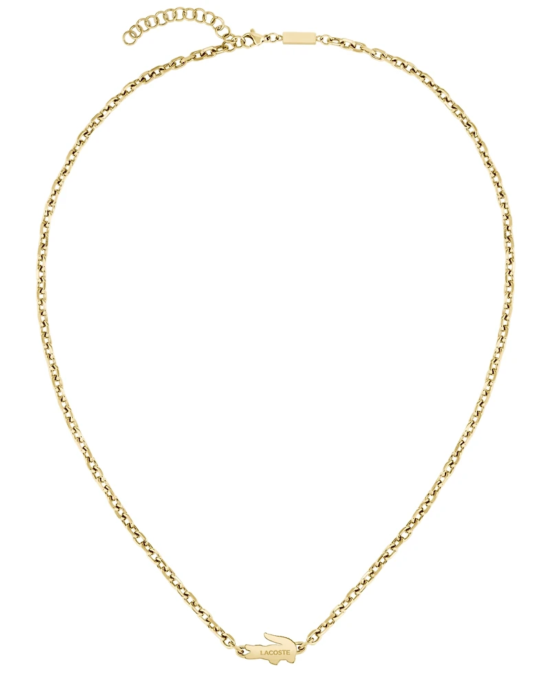 Lacoste Men's Arthor Green Crystal Gold-Tone Crocodile Necklace