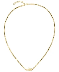 Lacoste Men's Arthor Green Crystal Gold-Tone Crocodile Necklace