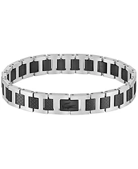 Lacoste Men's Metropole Silver-Tone Stainless Steel Black Ip Bracelet